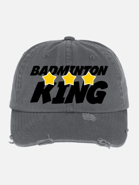 The King of Badminton - Flexfit Vintage Destroyed Cap - dark grey - Front