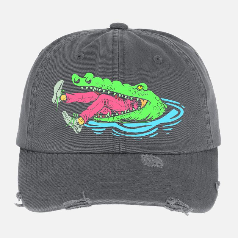 Chasse au crocodile Chasse Chasse Casquette vintage effet usé Flexfit