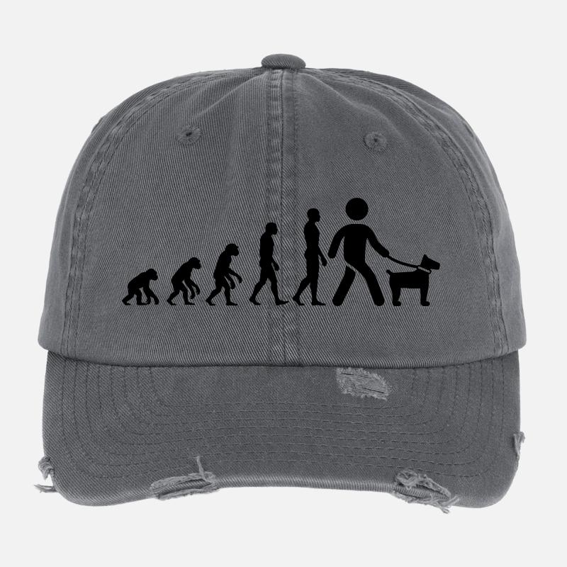 EVOLUTION: BORN TO DOG! HUNDE LIEBE, DOGWALKER Flexfit Vintage Destroyed Cap
