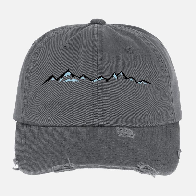 BERGE Mountains Landscape Silhouette Panorama Flexfit Vintage Destroyed Cap