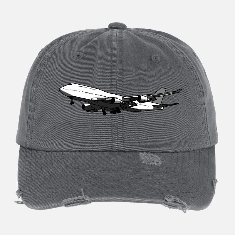 Flugzeug Silhouette mit Dynamischem Design Flexfit Vintage Destroyed Cap