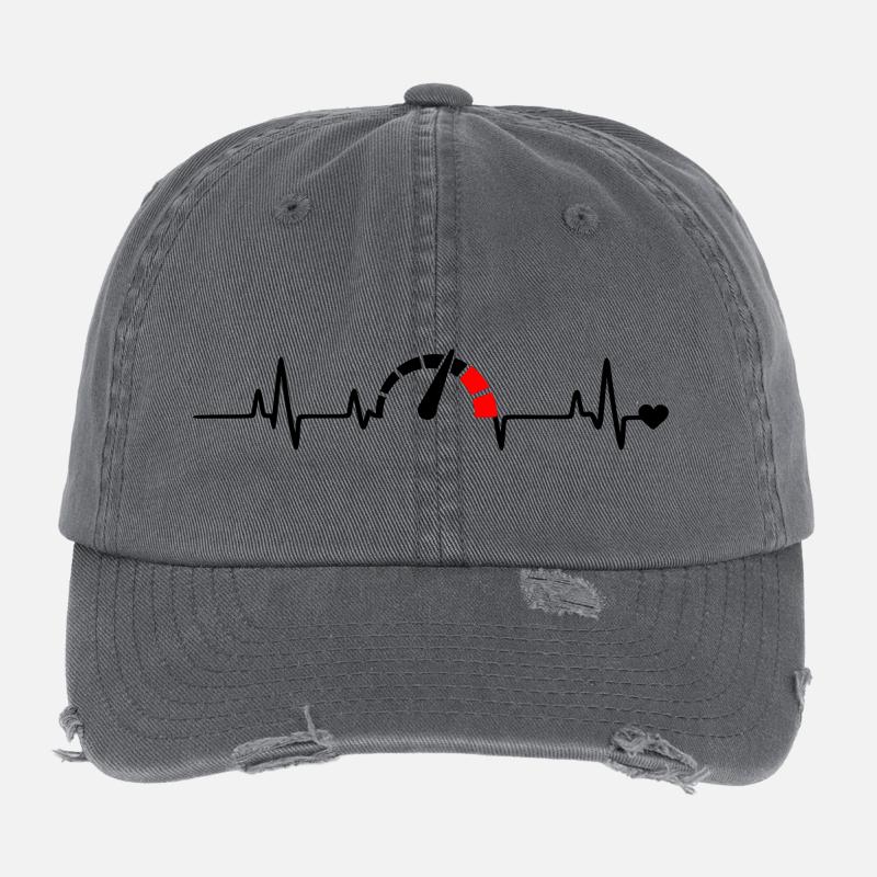 Red Segment Bow Logo Pattern Flexfit Vintage Destroyed Cap