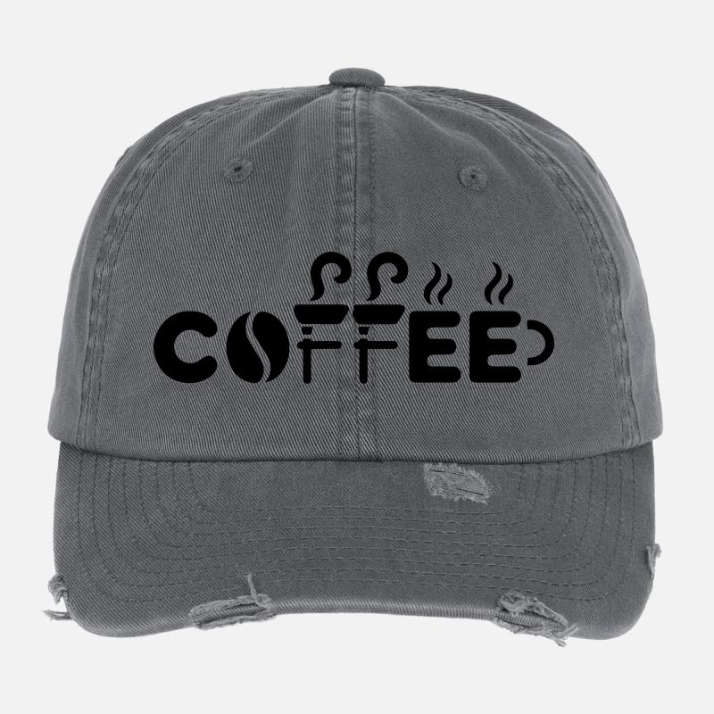 Tasse de grains de café - Conception de bureau drôle Casquette vintage effet usé Flexfit