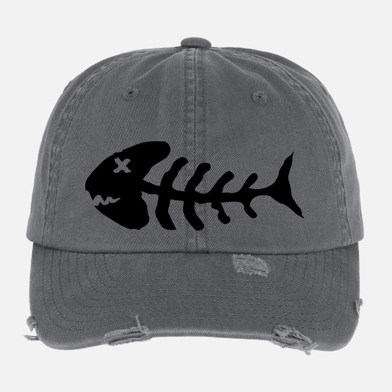 bones_fish_c1 Flexfit Vintage Destroyed Cap