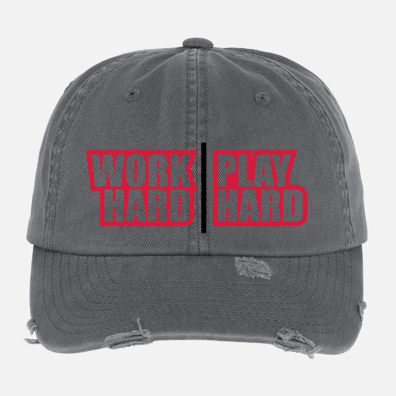 work_hard_play_hard_rp2 Flexfit Vintage Destroyed Cap