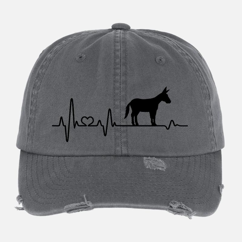 Esel Herzschlag Muli Maultier Bauernhof Landwirt Flexfit Vintage Destroyed Cap