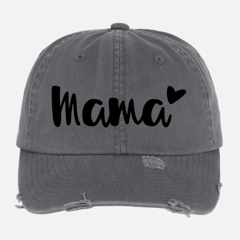 Mama Herz Design für Schwangere oder Mütter Flexfit Vintage Destroyed Cap