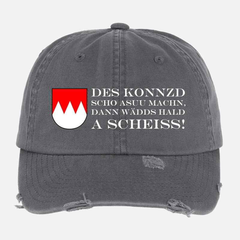Des konnzd scho machn, dann wädds hald a Scheiss Flexfit Vintage Destroyed Cap