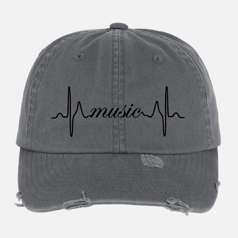 Musik Herzschlag EKG Flexfit Vintage Destroyed Cap