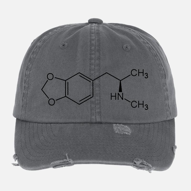 MDMA Molecule - Flexfit Vintage Destroyed Cap - dark grey