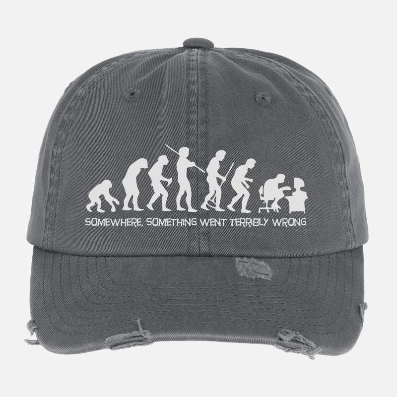 Darwin's Human Evolution From Ape To Digital Man. Flexfit Vintage Destroyed Cap