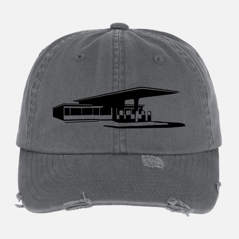 Station d'essence - Casquette vintage effet usé Flexfit - charbon