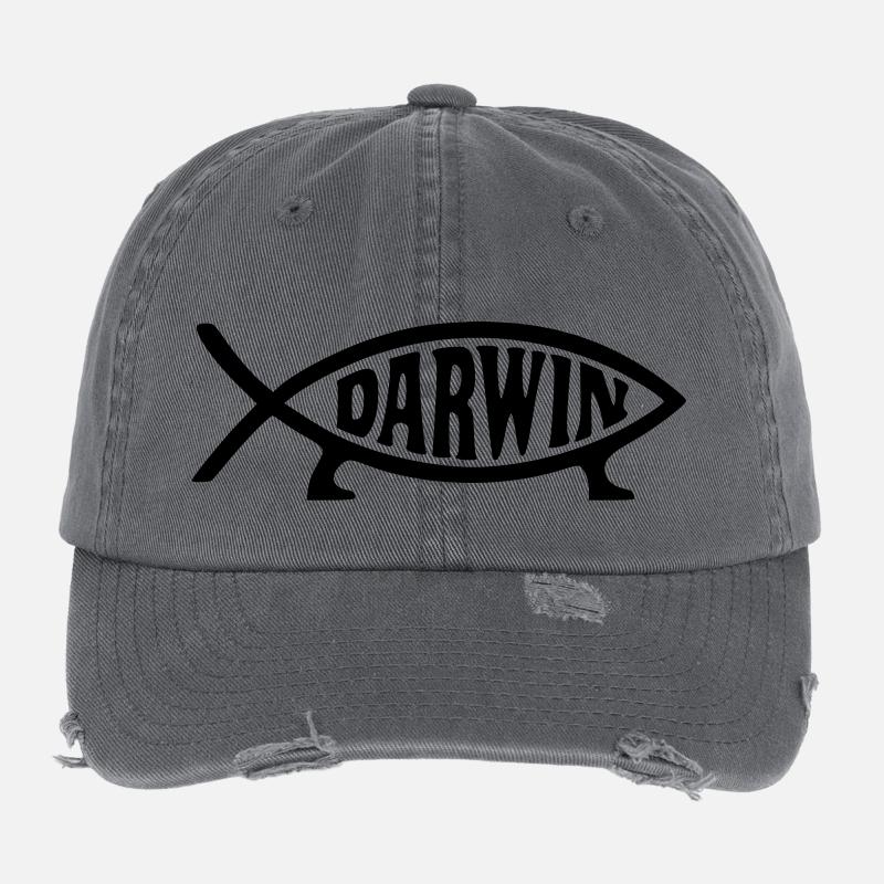 Darwin fish Flexfit Vintage Destroyed Cap