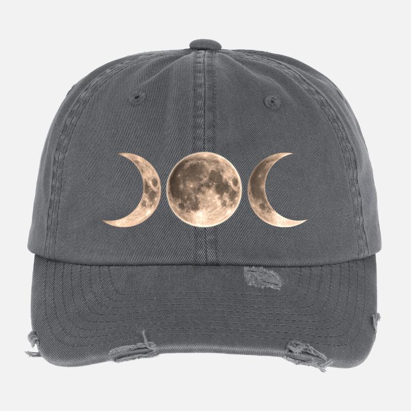 Wicca Mond - triple moon - Goddess symbol Flexfit Vintage Destroyed Cap