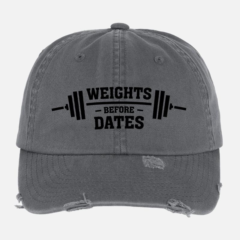 Weights Before Dates Flexfit Vintage Destroyed Cap