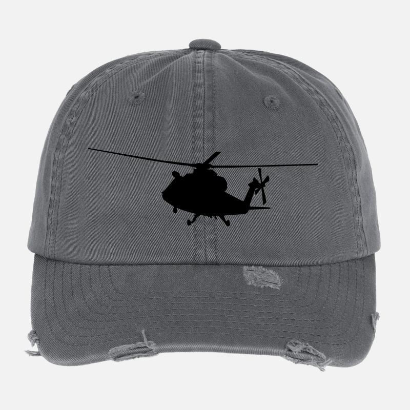 helikopter silhouette Flexfit Vintage Destroyed Cap