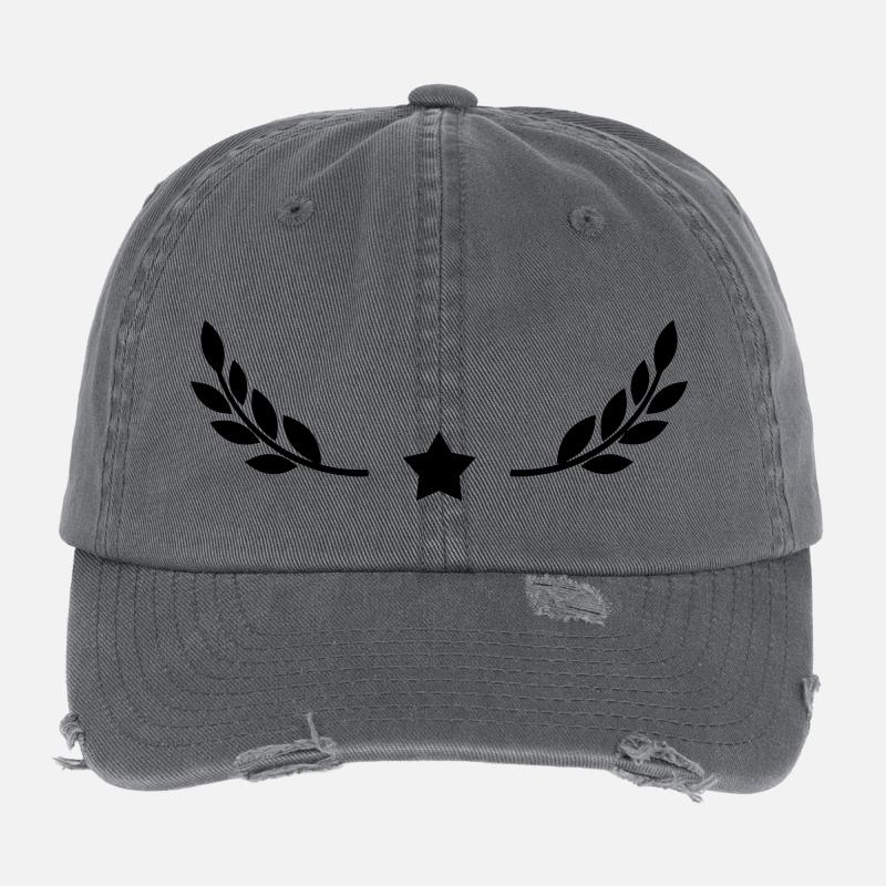 Stern mit Lorbeerkranz Design Flexfit Vintage Destroyed Cap