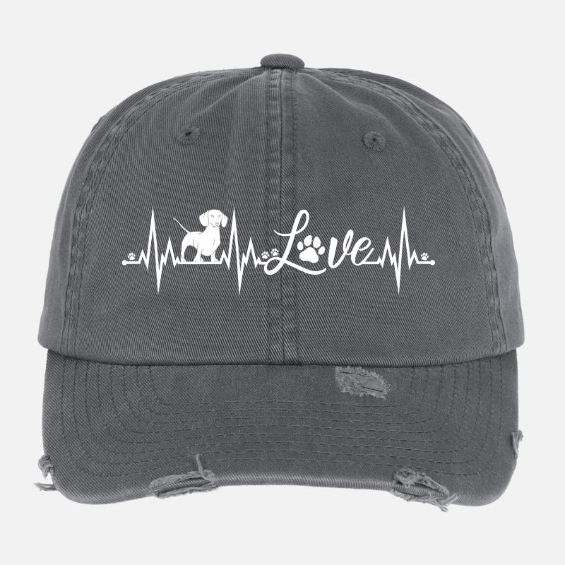 dog heartbeat Flexfit Vintage Destroyed Cap