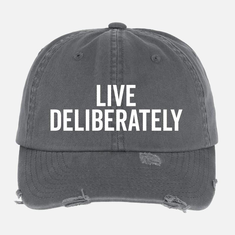 Live Deliberately Flexfit Vintage Destroyed Cap