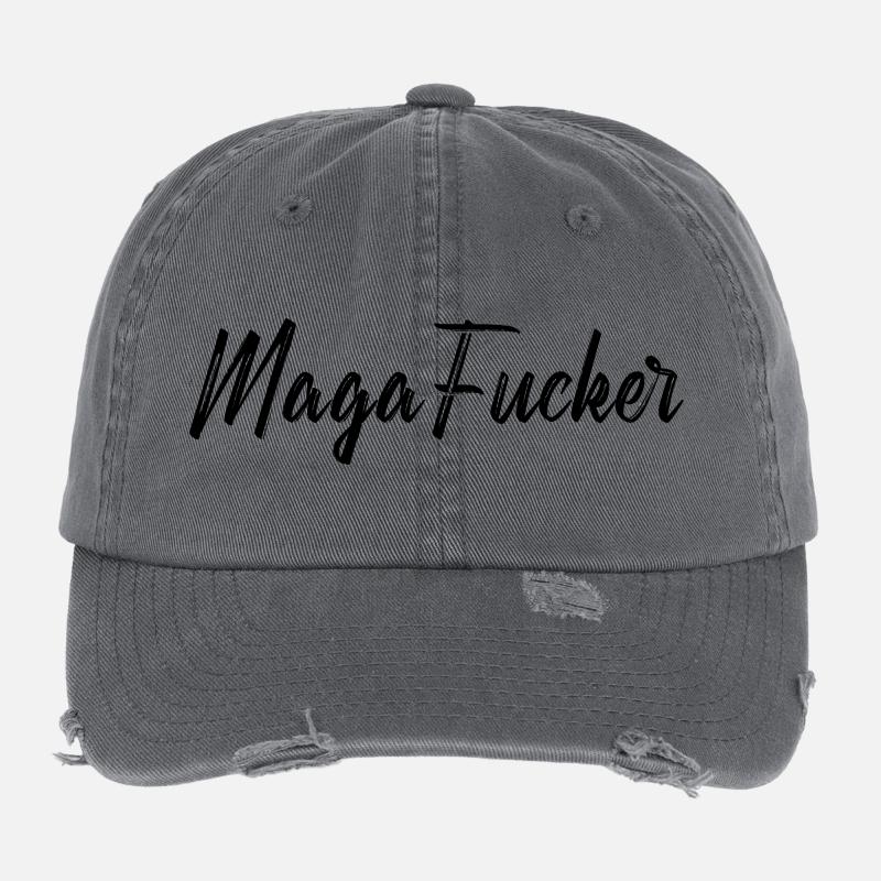 MagaFucker Type HelinoDemo Black Flexfit Vintage Destroyed Cap