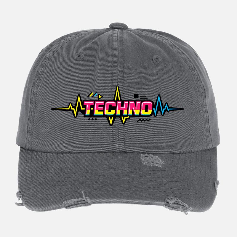 Techno Neon Pulse Casquette vintage effet usé Flexfit