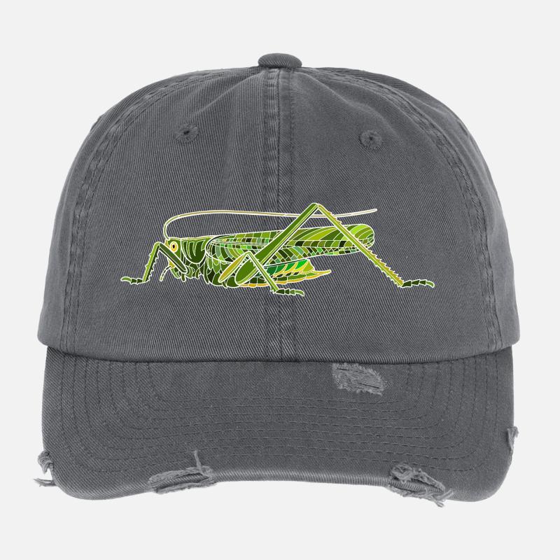 großes grünes Heupferd Flexfit Vintage Destroyed Cap