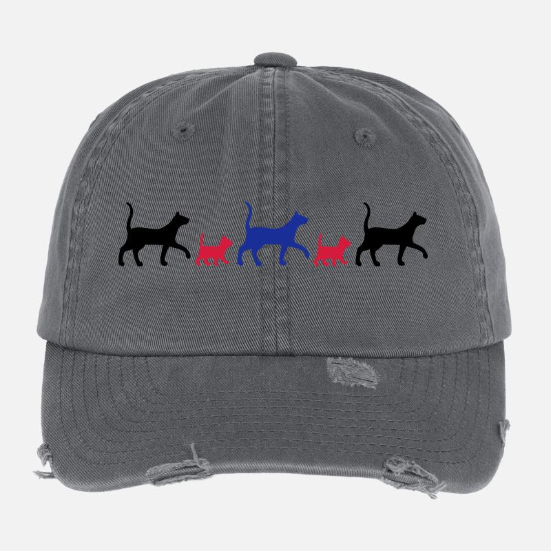 Big cat and small cat Casquette vintage effet usé Flexfit