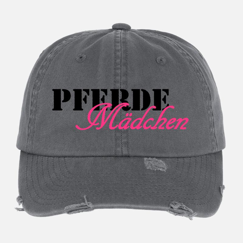 Pferdemädchen - Flexfit Vintage Destroyed Cap - Dunkelgrau
