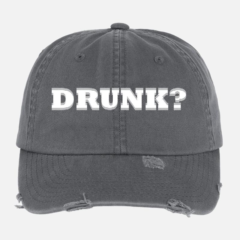 Drunk? white Flexfit Vintage Destroyed Cap