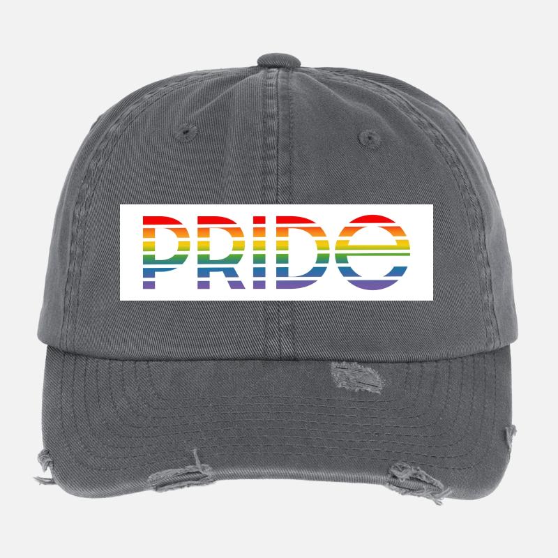 Fond blanc arc-en-ciel Pride Casquette vintage effet usé Flexfit