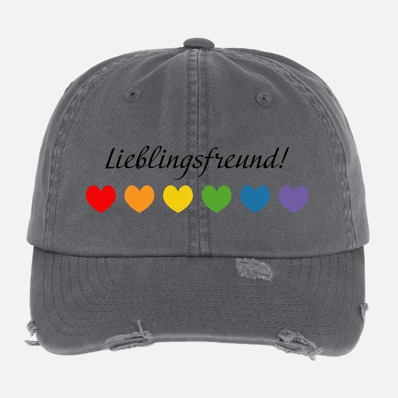 Regenbogenherzchen Lieblingsfreund - Flexfit Vintage Destroyed Cap - Dunkelgrau
