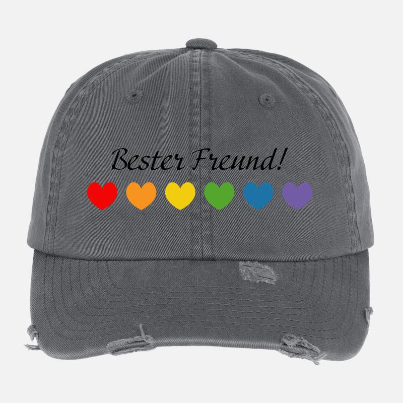 Regenbogenherzchen Bester Freund LGBT lgbtqi queer Flexfit Vintage Destroyed Cap