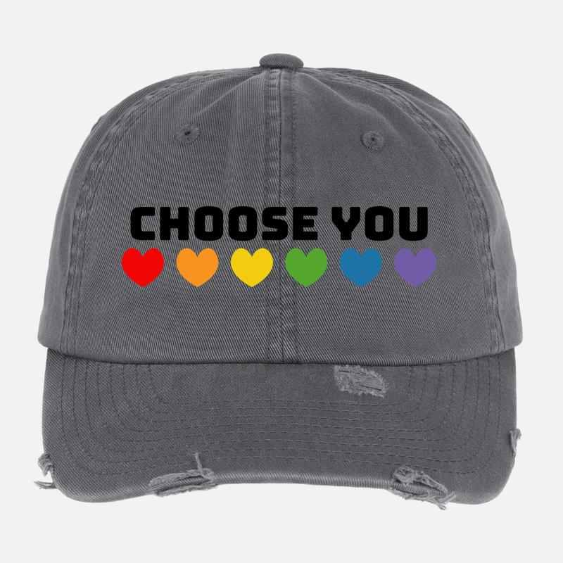 Regenbogenherzchen choose you schwarz Flexfit Vintage Destroyed Cap