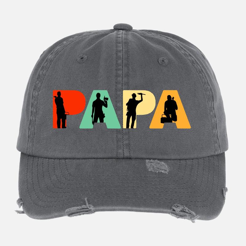 Papa Plumber Retro Handwerker Silhouetten-Design Flexfit Vintage Destroyed Cap