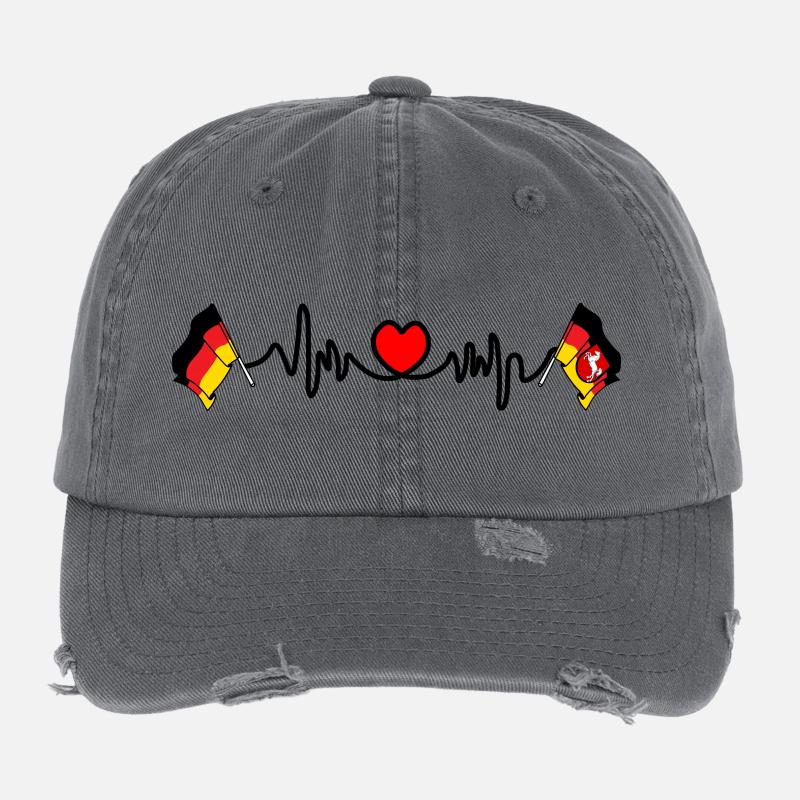 Cardio heart Drapeau Allemagne, drapeau Basse-Saxe Casquette vintage effet usé Flexfit
