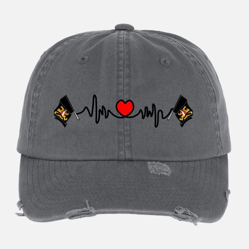 Herzfrequenz-Cardio Flämisch-Brabant Belgien Flexfit Vintage Destroyed Cap