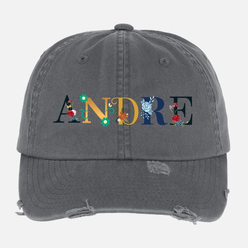 ANDRE Nom Orné de Fleurs Casquette vintage effet usé Flexfit