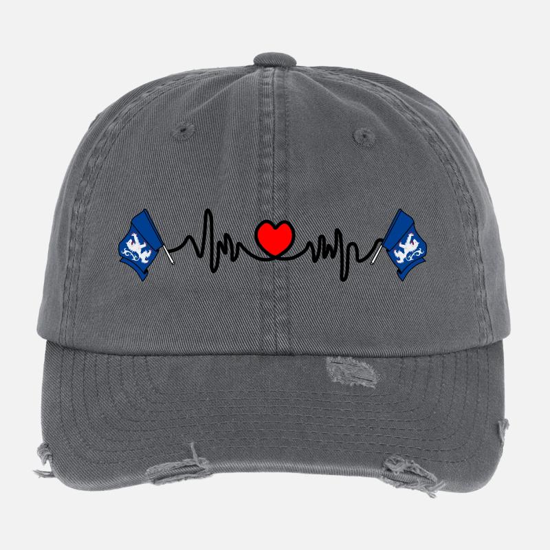 Fréquence cardiaque cardio avec drapeaux de Halland – Suède Casquette vintage effet usé Flexfit