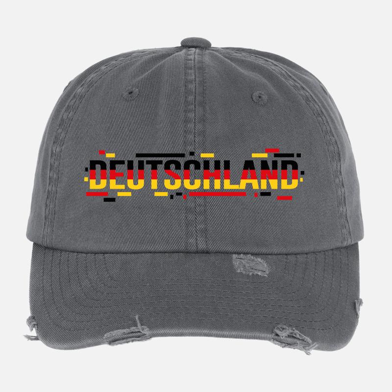 ALLEMAGNE – Typographie du style du drapeau glitch Casquette vintage effet usé Flexfit