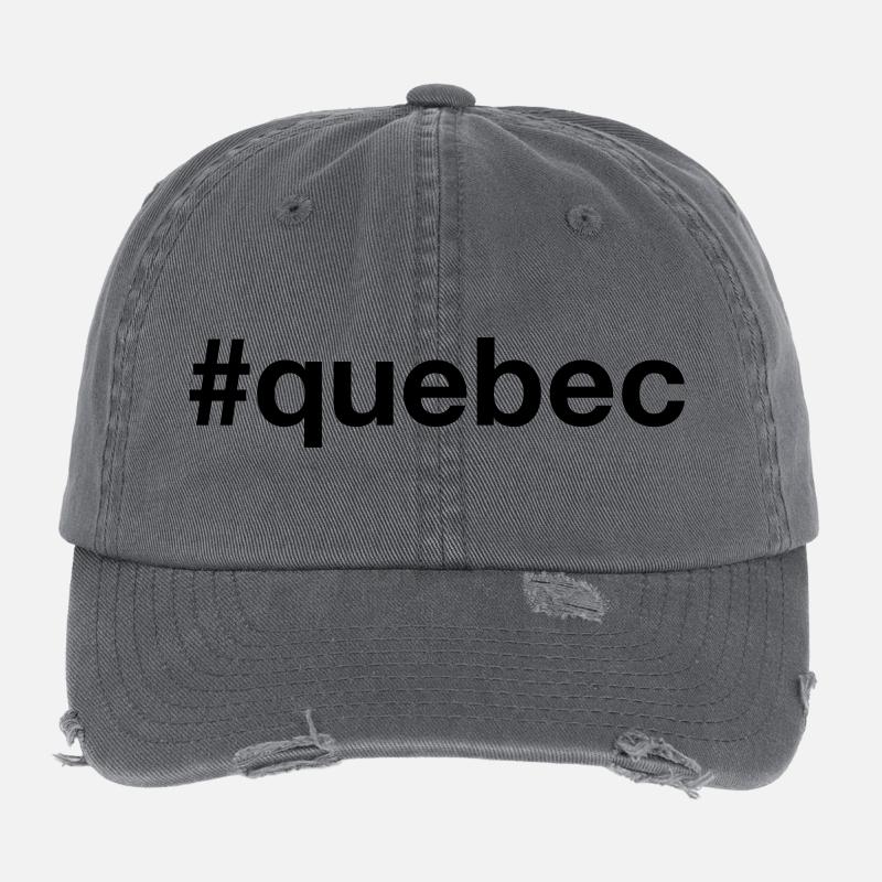 QUEBEC Canada Kanada Hashtag Flexfit Vintage Destroyed Cap