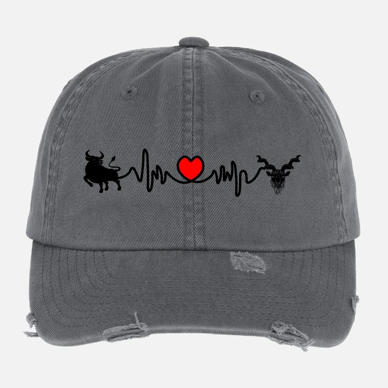 Fréquence cardiaque cardio Taureau Capricorne Casquette vintage effet usé Flexfit