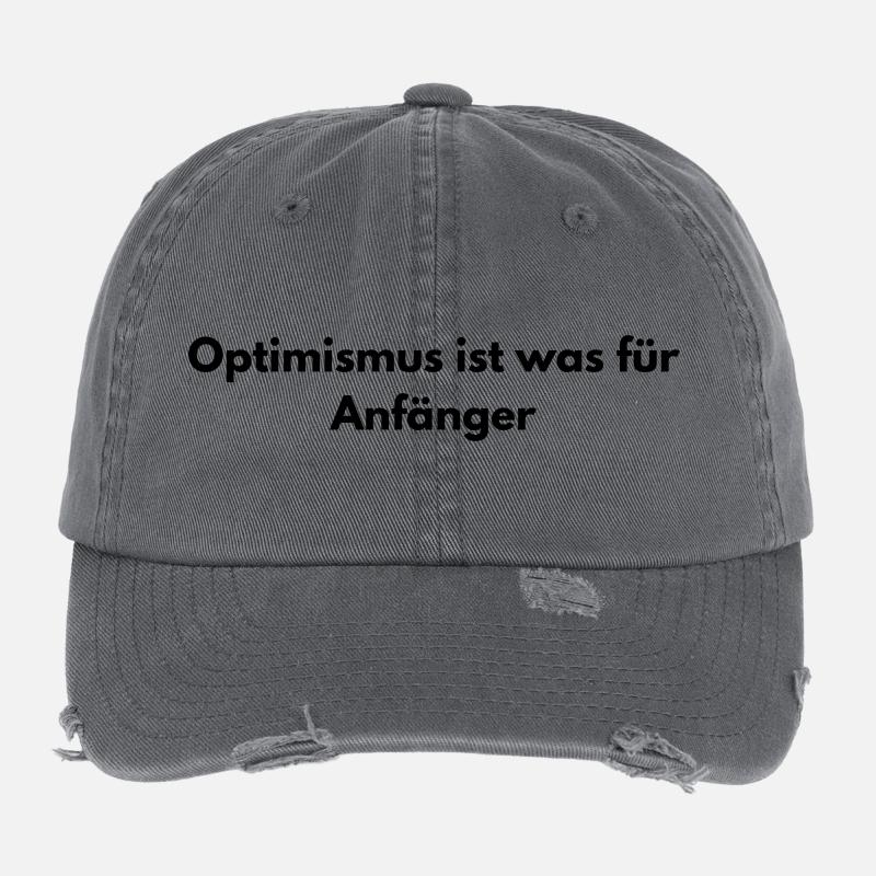 Optimism is for beginners – sarcastic saying - Flexfit Vintage Destroyed Cap - dark grey