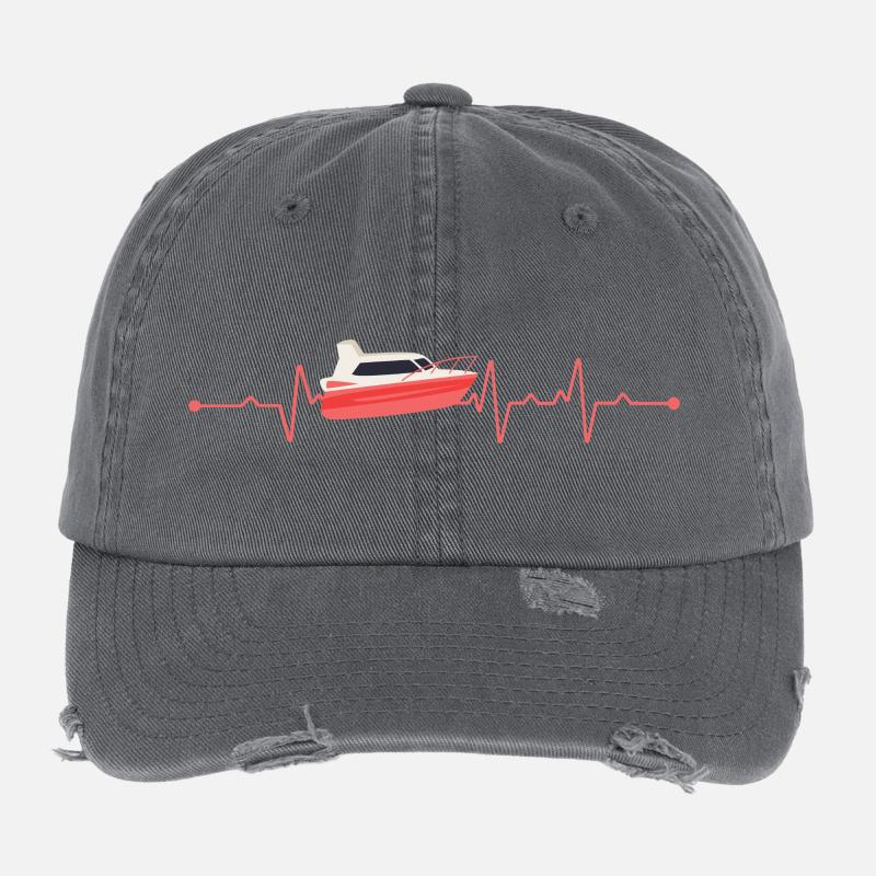 Herzschlag Boot Motorboot Flexfit Vintage Destroyed Cap
