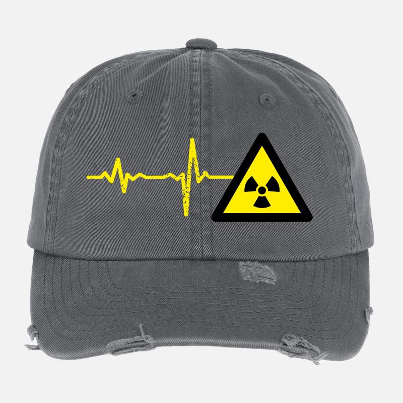 Gift Heartbeat Atom Physicist Flexfit Vintage Destroyed Cap