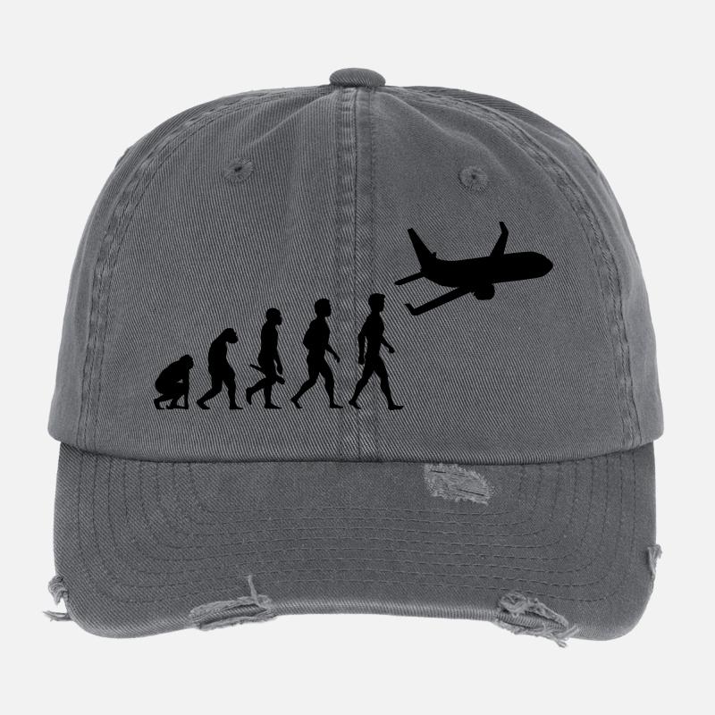 plane fliers fly evolution pilots cockpit Flexfit Vintage Destroyed Cap