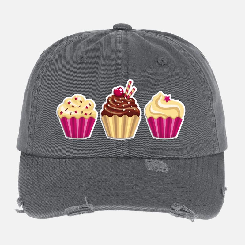 Cupcake - Muffin - Donut - Eis - Schokolade - DD Flexfit Vintage Destroyed Cap