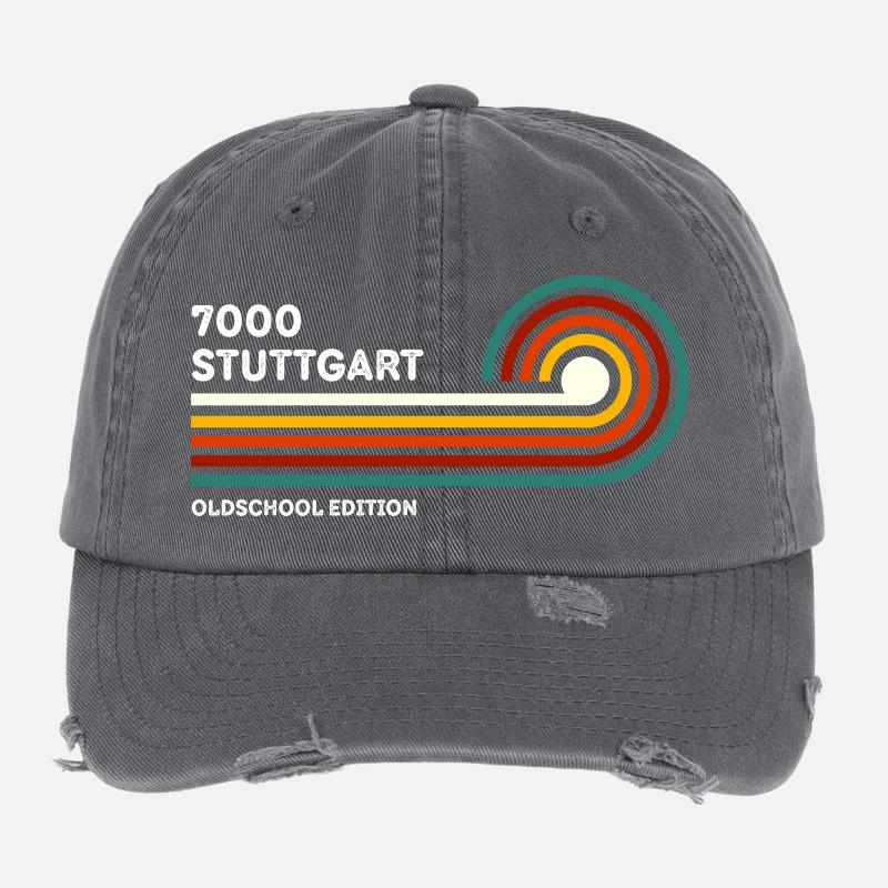 Stuttgart Retro Shirt 7000 Zip Code 80s Flexfit Vintage Destroyed Cap