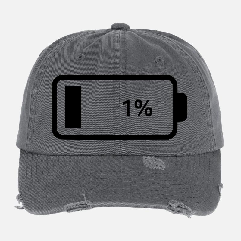 Empty battery battery 1% Flexfit Vintage Destroyed Cap