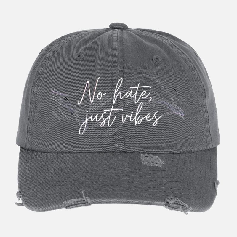 No Hate Just Vibes Flexfit Vintage Destroyed Cap
