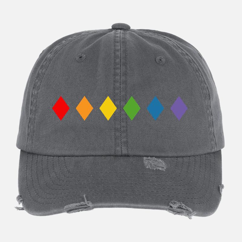 Losange arc-en-ciel Casquette vintage effet usé Flexfit